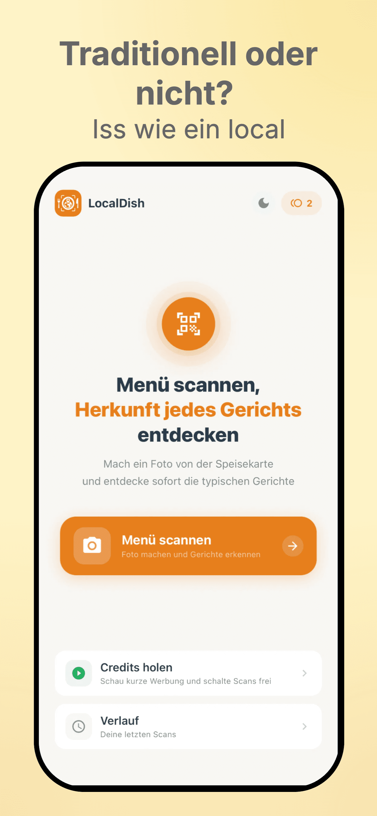LocalDish home screen