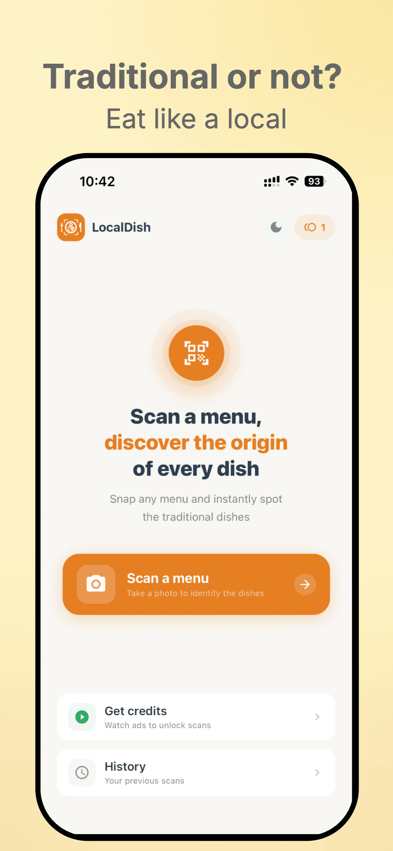LocalDish app home screen